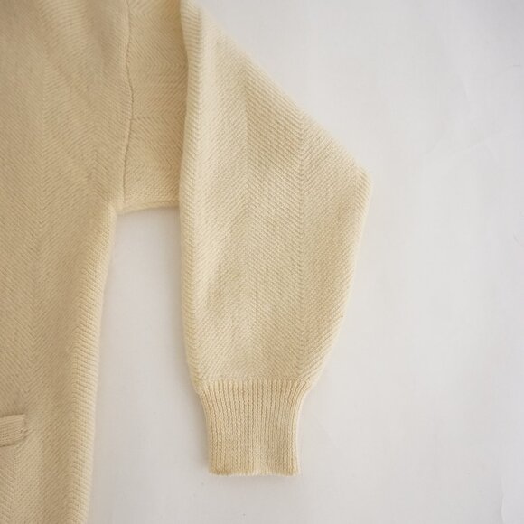 Yves Saint Laurent Cream Luxury Designer Minimalist 100% Wool Cardigan Sweater M - Picture 6 of 11